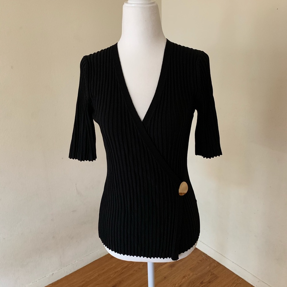 H&M Black Rib-Knit Blouse